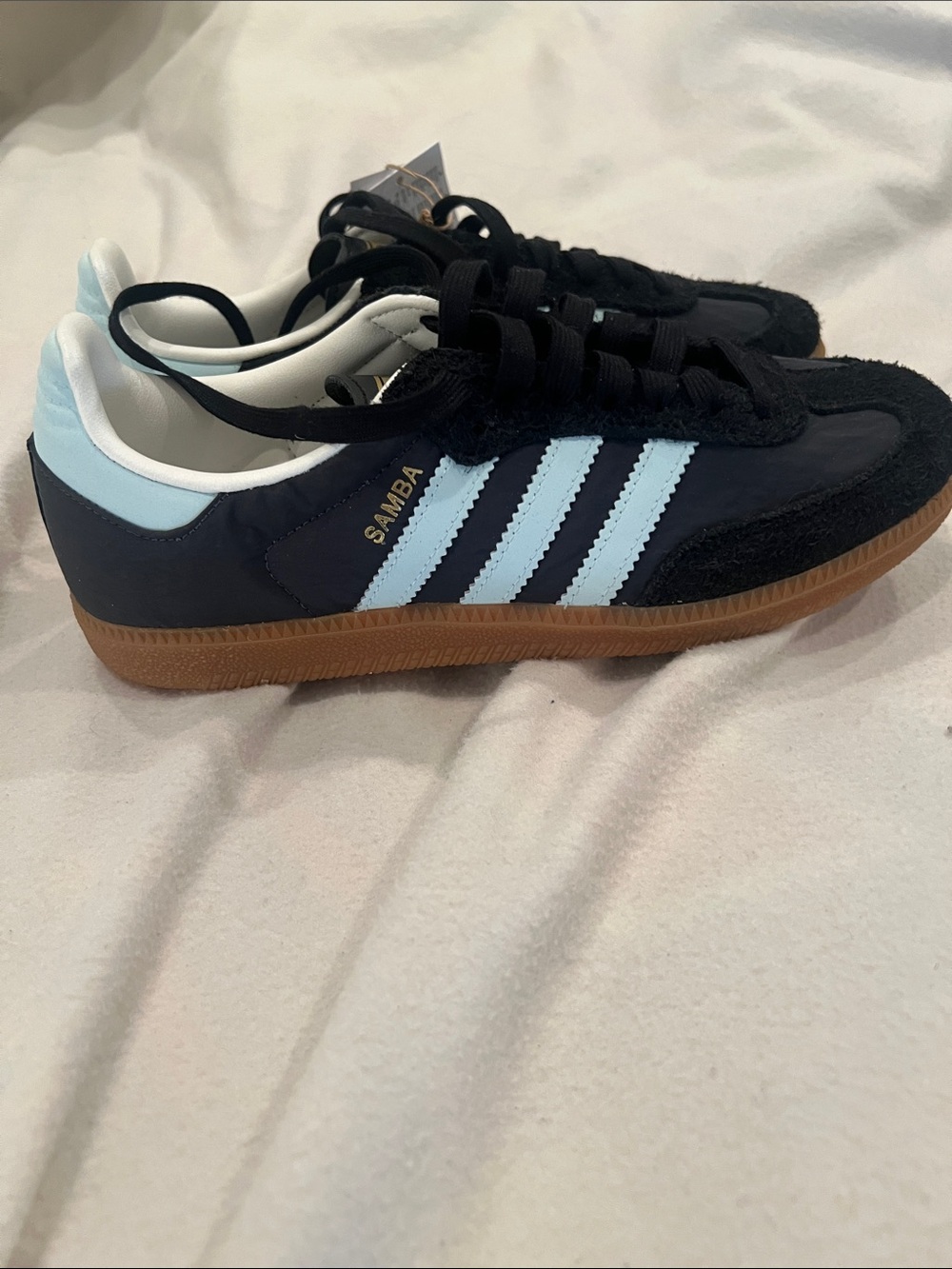 adidas Samba Black & Light Blue Leather Sneakers